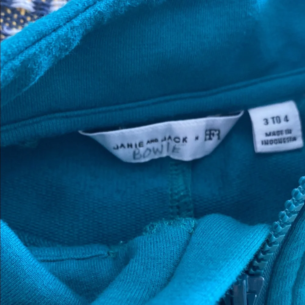 Janie and Jack Teal Jacket with Yellow and Maroon Accents - Picture 2 of 4